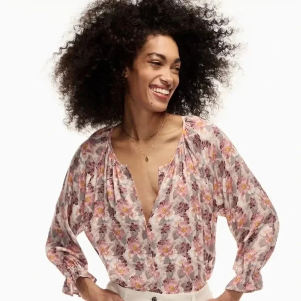 Aritzia Wilfred Sensibility Floral Print Button Down Casual Women's Blouse Small